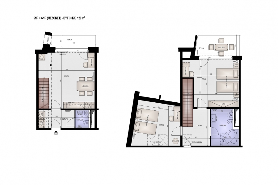 Pronájem bytu v Brně, s terasou, 3+kk , 121 m2 